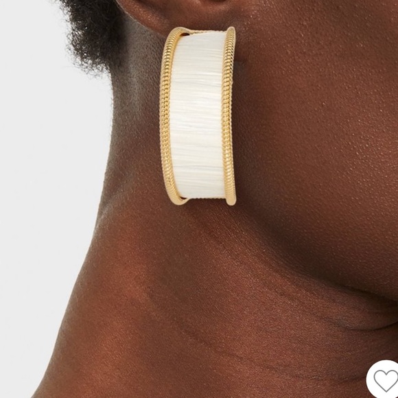 Sugarfix by baublebar statement earrings thread gold hoops curve nwt detail - Picture 2 of 5